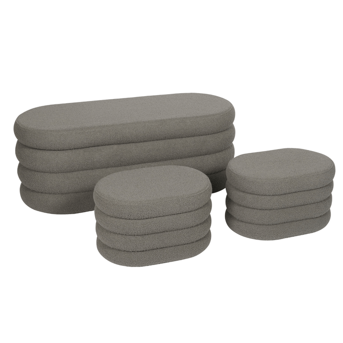 Plush Storage Ottoman Bench with Seating – Upholstered Fabric Footrest for Living Room & Hallway
