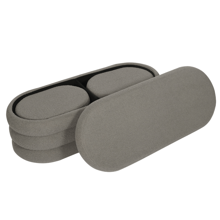 Plush Storage Ottoman Bench with Seating – Upholstered Fabric Footrest for Living Room & Hallway