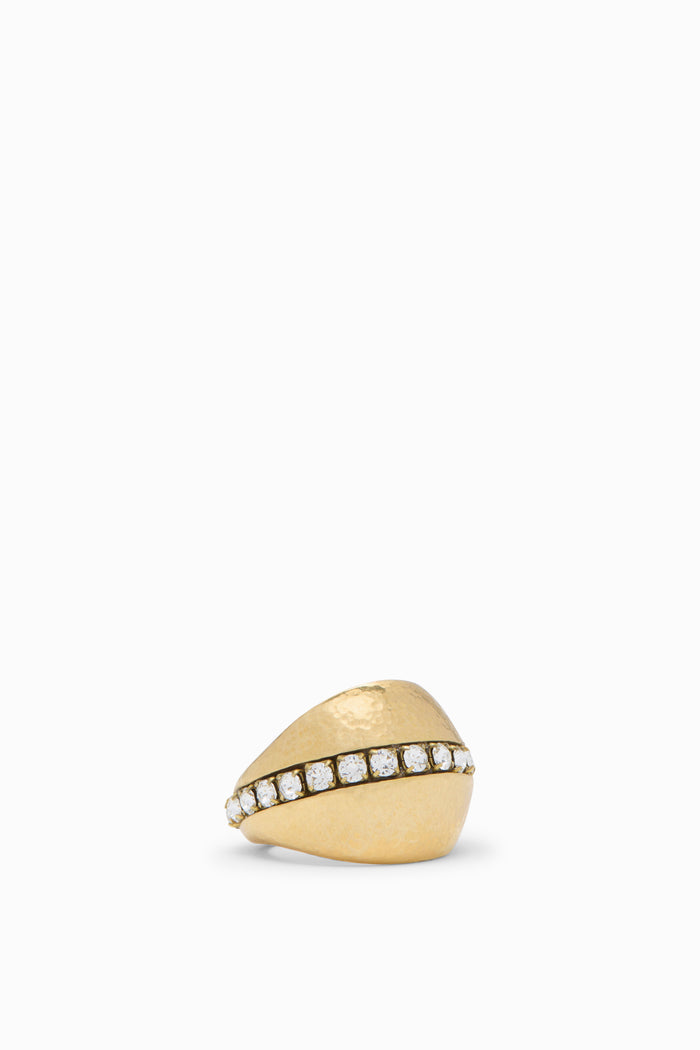 Pointed Ring w/ Pave - Brass