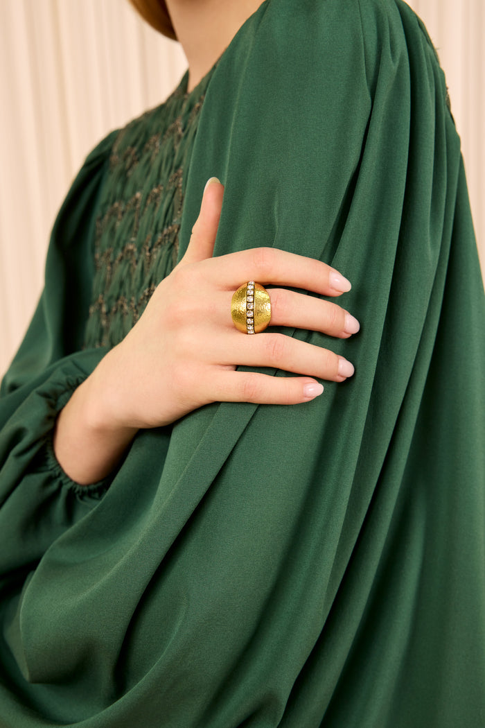 Pointed Ring w/ Pave - Brass