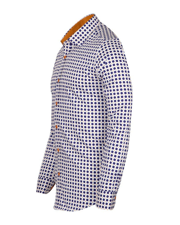 Polka Dot Print Long Sleeve Pure Cotton Shirt-Makrom