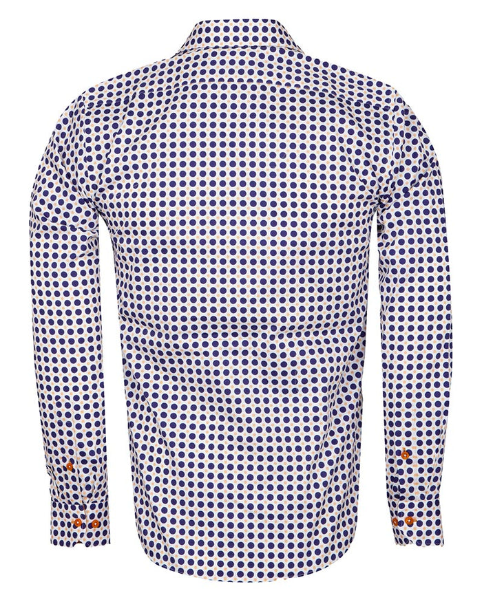 Polka Dot Print Long Sleeve Pure Cotton Shirt-Makrom