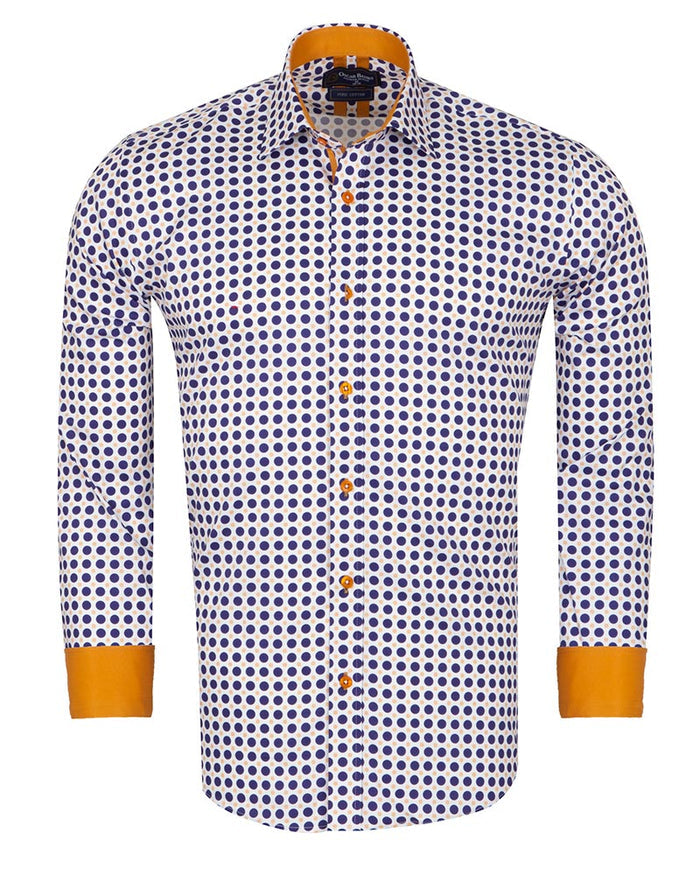 Polka Dot Print Long Sleeve Pure Cotton Shirt-Makrom