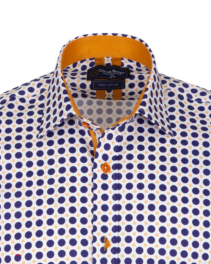Polka Dot Print Long Sleeve Pure Cotton Shirt-Makrom