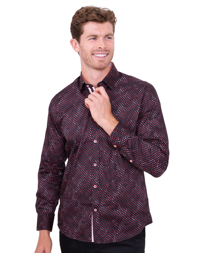 Polka Dot Print Pure Cotton Shirt-Makrom