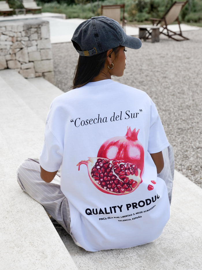 Posy Pomegranate Oversized T-Shirt - White
