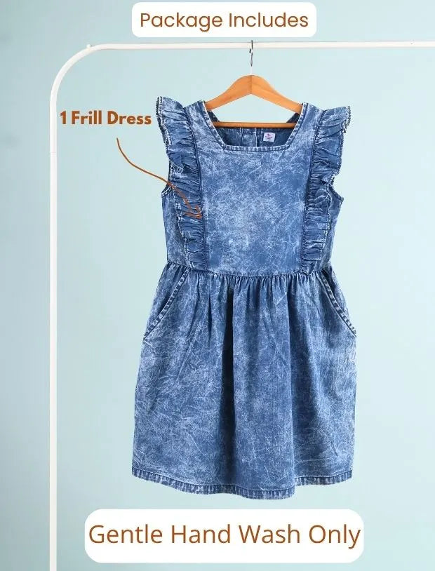 Premium Girls Kids Denim Frill Dress-Tweeny Mini