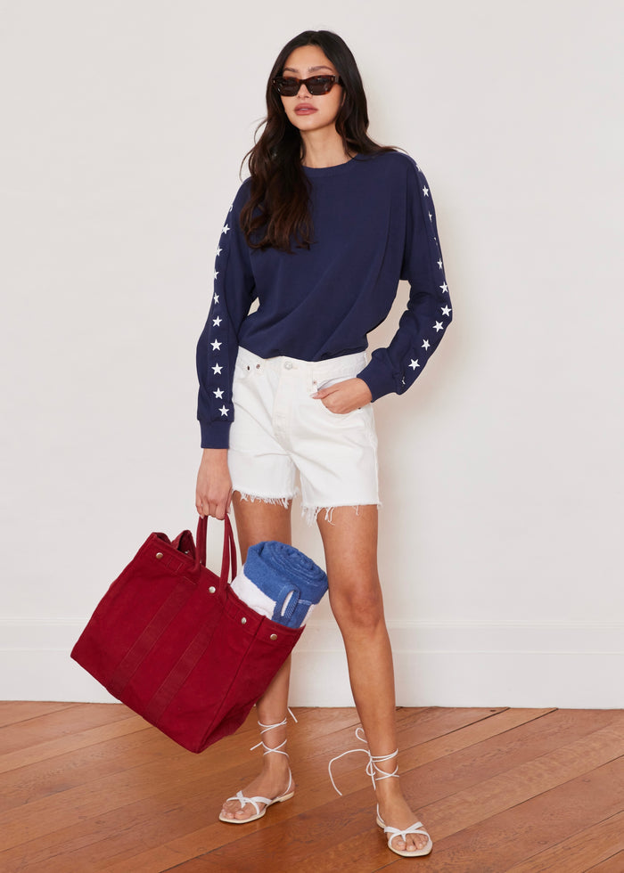 P'Town Pullover in French Terry (Navy with Placed Star Print)