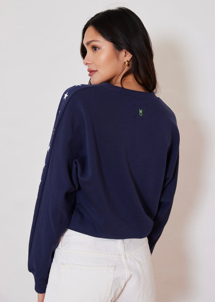 P'Town Pullover in French Terry (Navy with Placed Star Print)