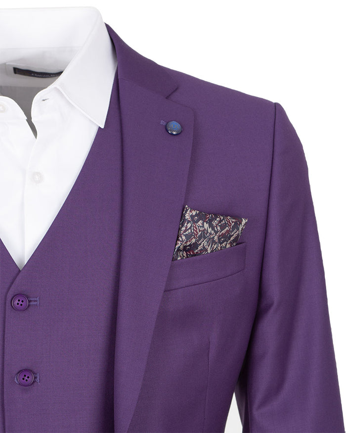 Purple Classic Plain 3 Piece Men's Suit-Makrom