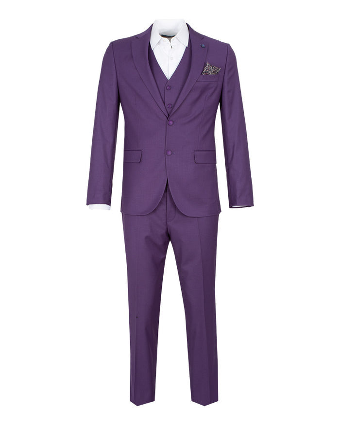 Purple Classic Plain 3 Piece Men's Suit-Makrom
