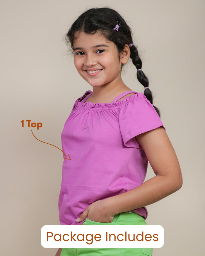 Pure Cotton Magenta Top with Green Shorts -Tweeny Mini