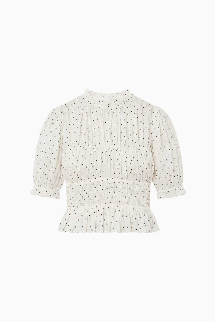 Rae Short Sleeve Cotton Top - Blanc