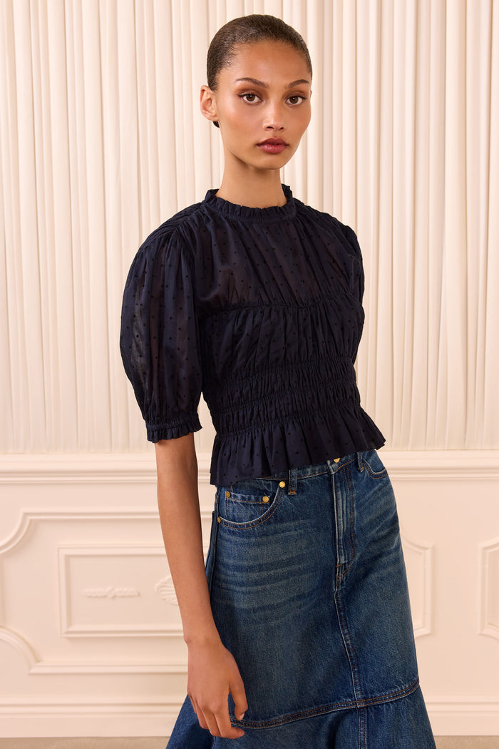 Rae Short Sleeve Cotton Top - Nightfall