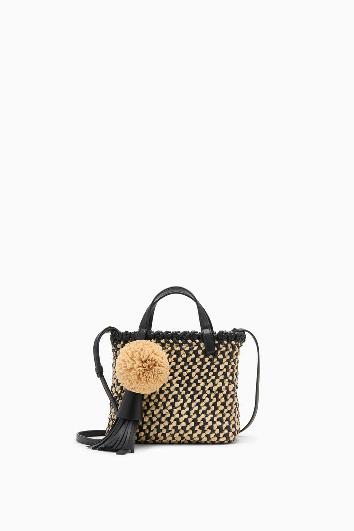 Noir Natural Raffia Mini Crossbody - Front View | Ulla Johnson