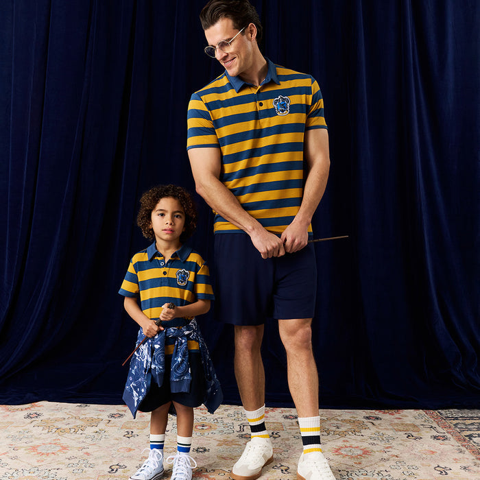 Ravenclaw House Stripe Men's French Terry Polo Shirt