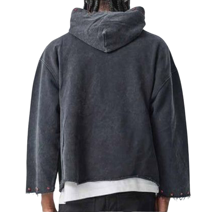Raw-Edge Blessed French-Terry Hoodie Taker