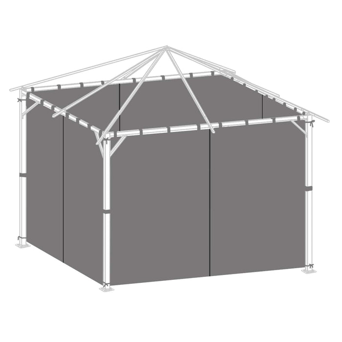 Replacement Gazebo Walls Pack for Azuma Pavillion 3x3m Grey Waterproof Sides