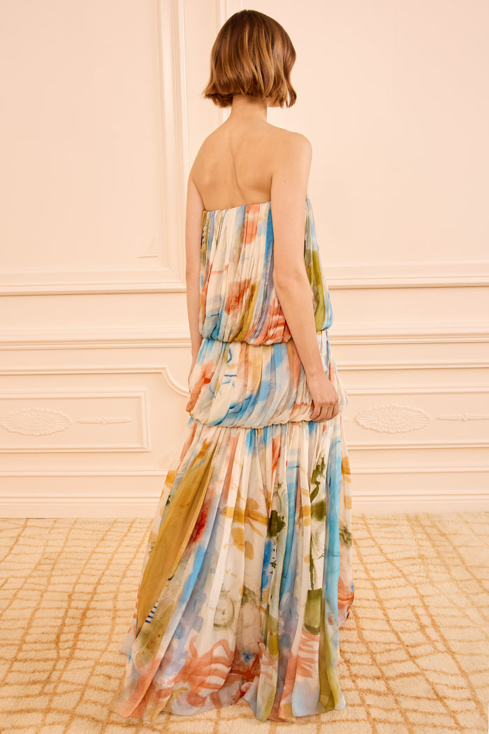 Reverie Strapless Silk Gown Western Dream - Back View, Open Back Luxury Gown | Ulla Johnson