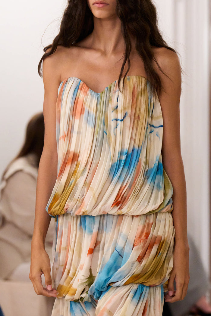 Reverie Strapless Silk Gown Western Dream - Runway Bodice Detail, SS26 Designer Gown | Ulla Johnson