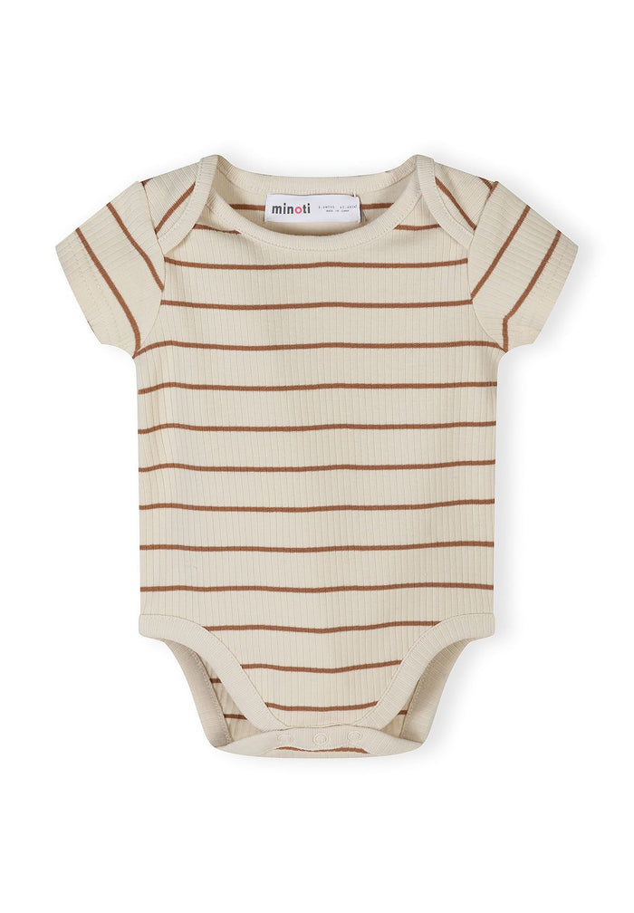 Short Sleeve Bodysuits 3-Pack, Giraffe Print, Beige Brown - 2