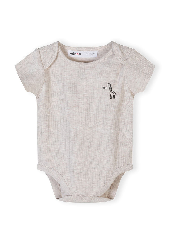 Short Sleeve Bodysuits 3-Pack, Giraffe Print, Beige Brown - 4