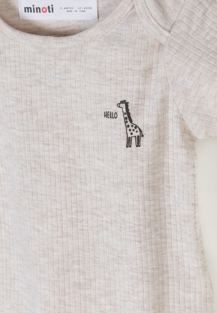 Short Sleeve Bodysuits 3-Pack, Giraffe Print, Beige Brown - 6