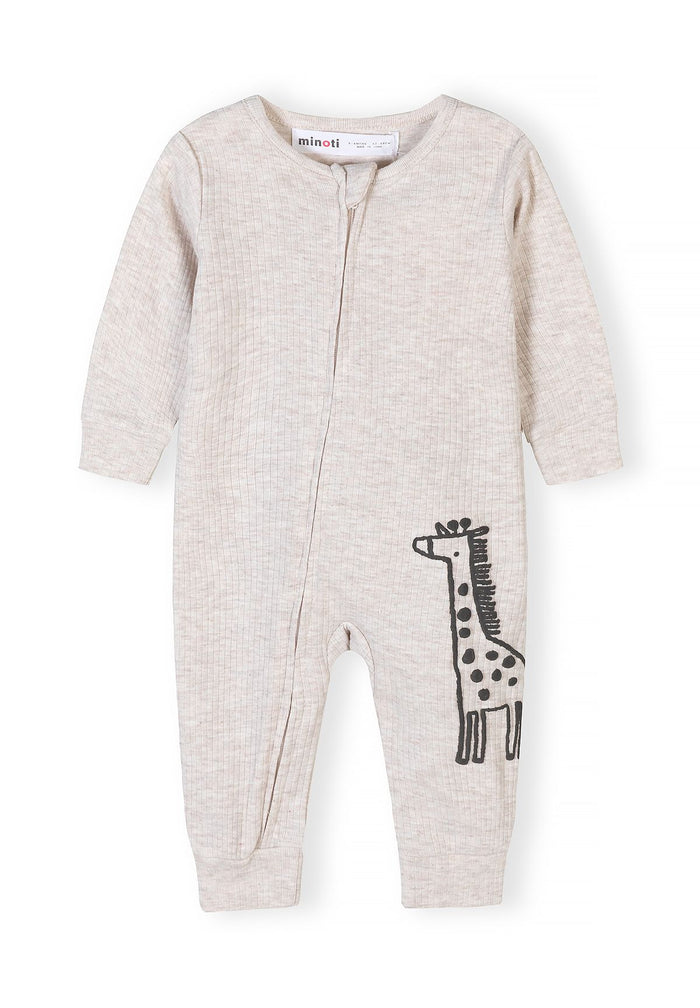 Baby Rompers 3-Pack, Ribbed Giraffe, Neutral - 2