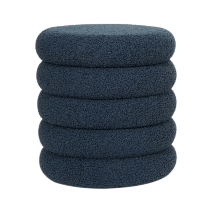 blue colour storage stool with teddy fleece fabric on white background
