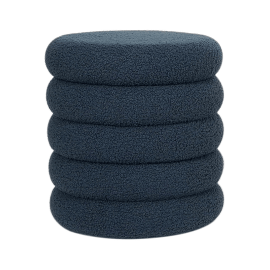 blue colour storage stool with teddy fleece fabric on white background