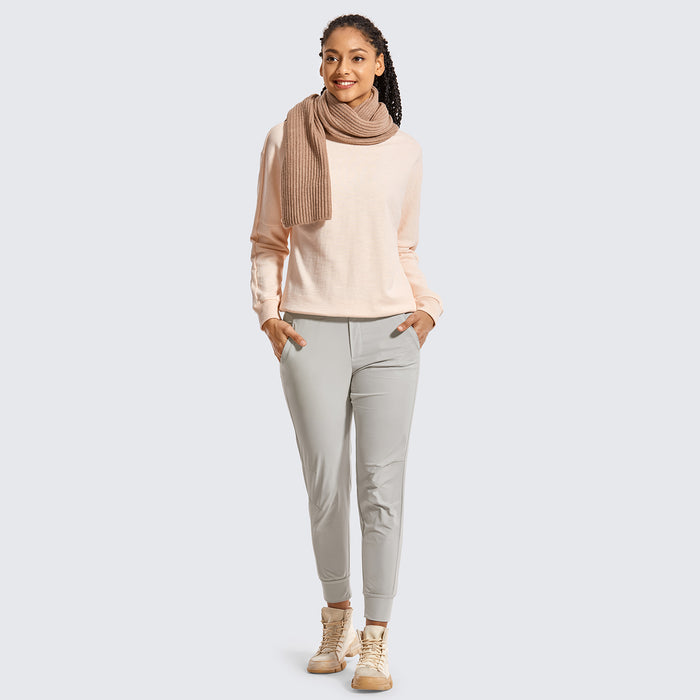 CRZ YOGA Women's Hiking Casual Relaxed Fit Ripstop Jogger Pockets 28'' Coconut milk White