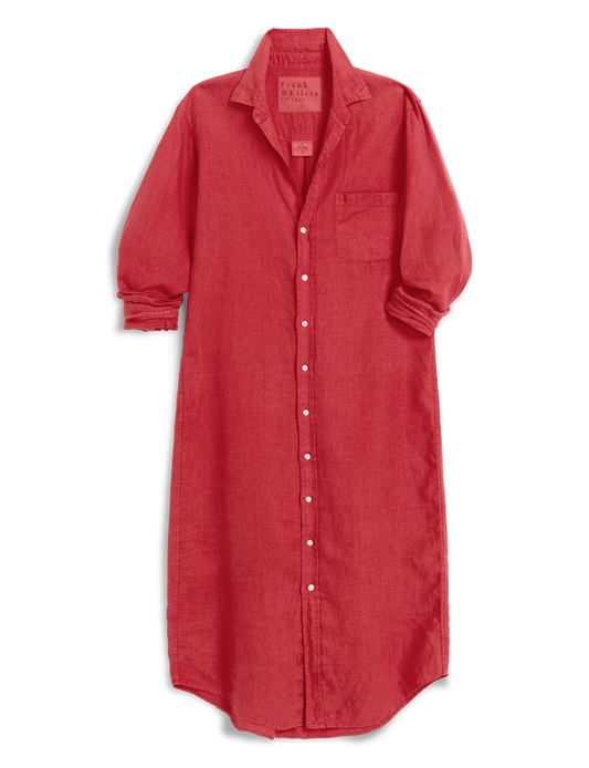 Red shirt dress on a white background