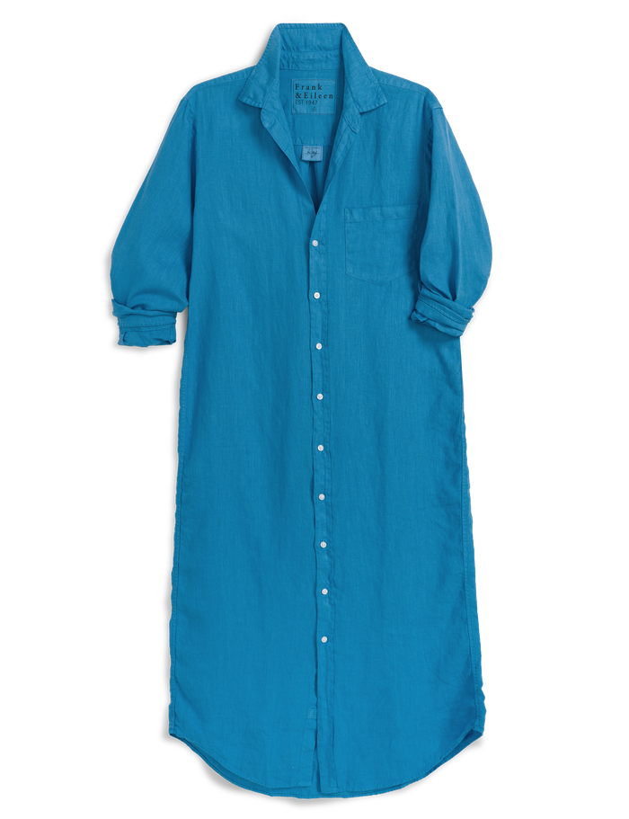 Blue shirt dress on a white background