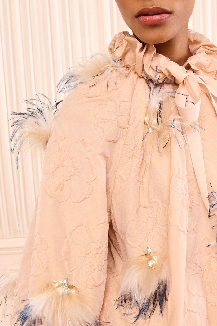 Roux Nylon Jacket with Embellishments - Almond