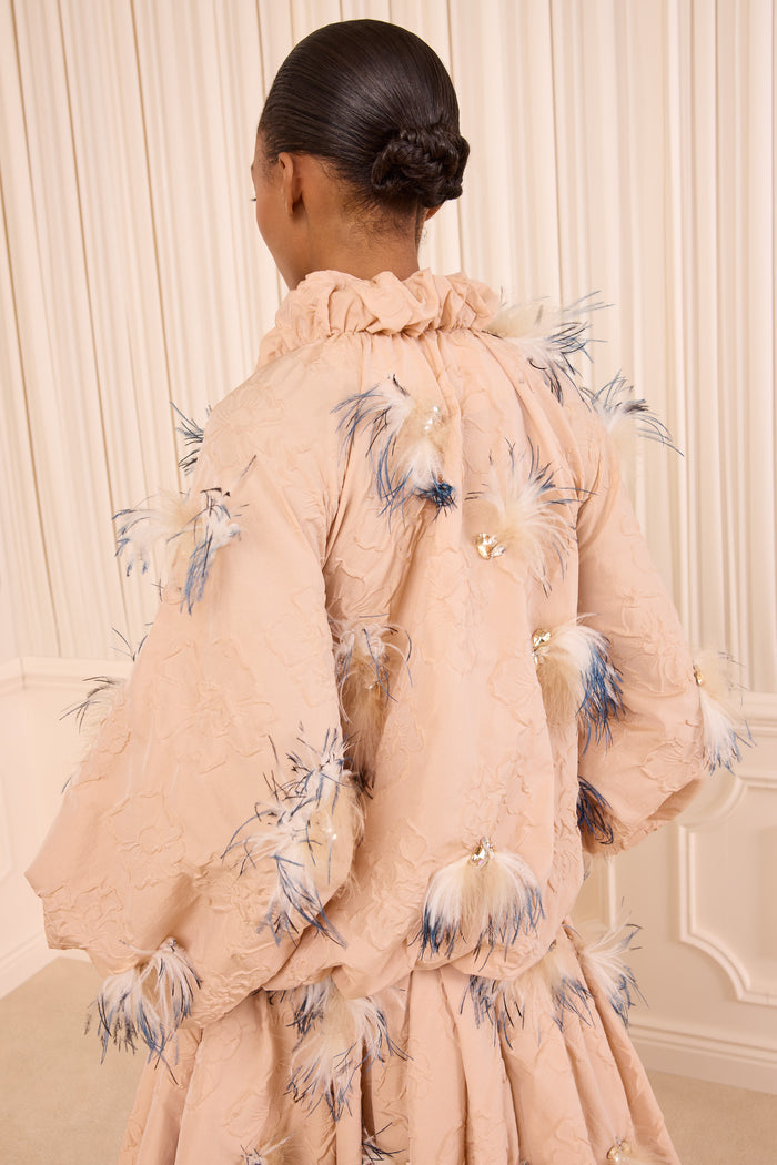 Roux Nylon Jacket with Embellishments - Almond