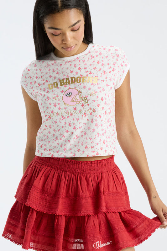 Ruffle Mini Skirt - WISCONSIN RED