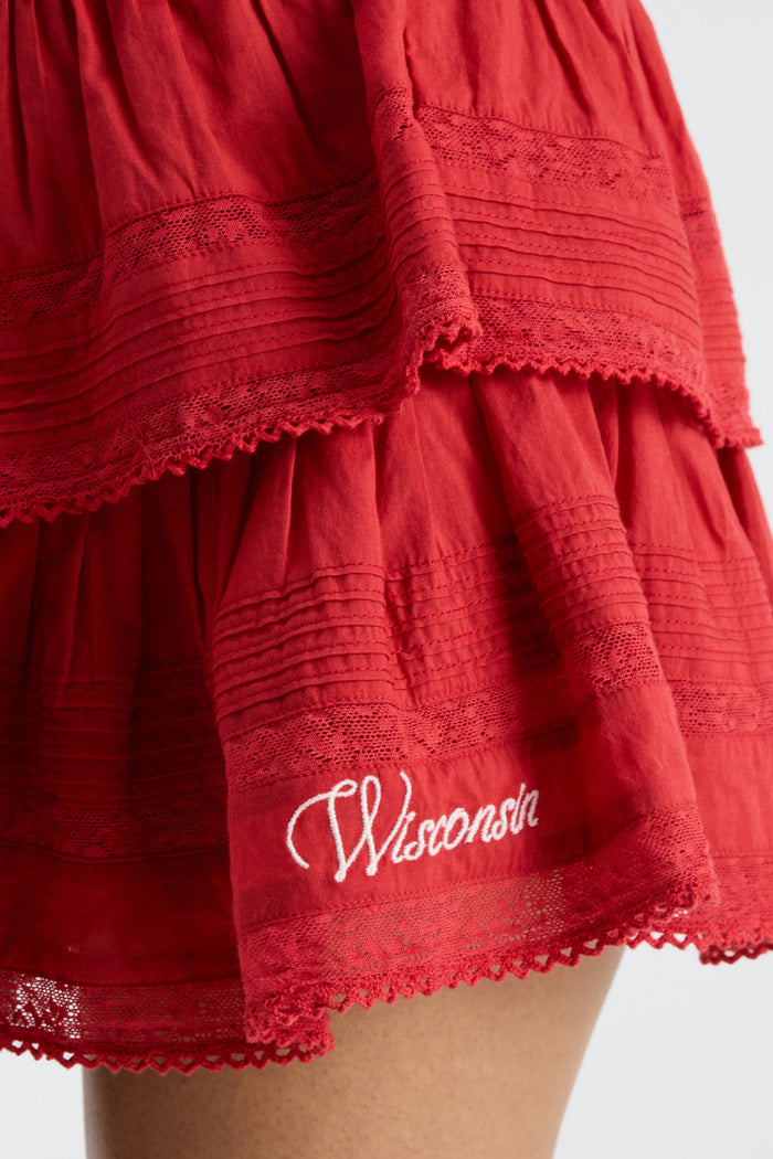 Ruffle Mini Skirt - WISCONSIN RED