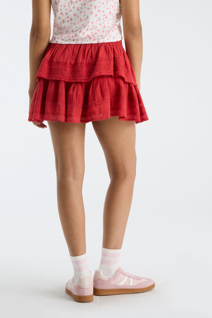 Ruffle Mini Skirt - WISCONSIN RED