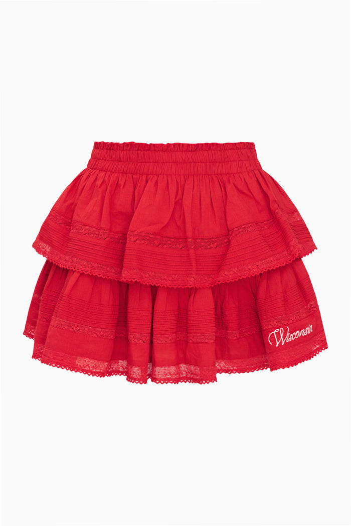 Ruffle Mini Skirt - WISCONSIN RED