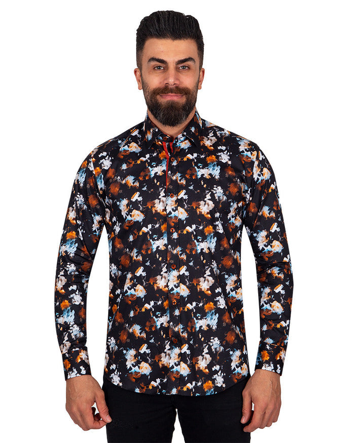 Rustic Pure Cotton Print Shirt-Makrom