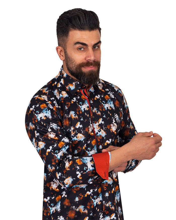 Rustic Pure Cotton Print Shirt-Makrom