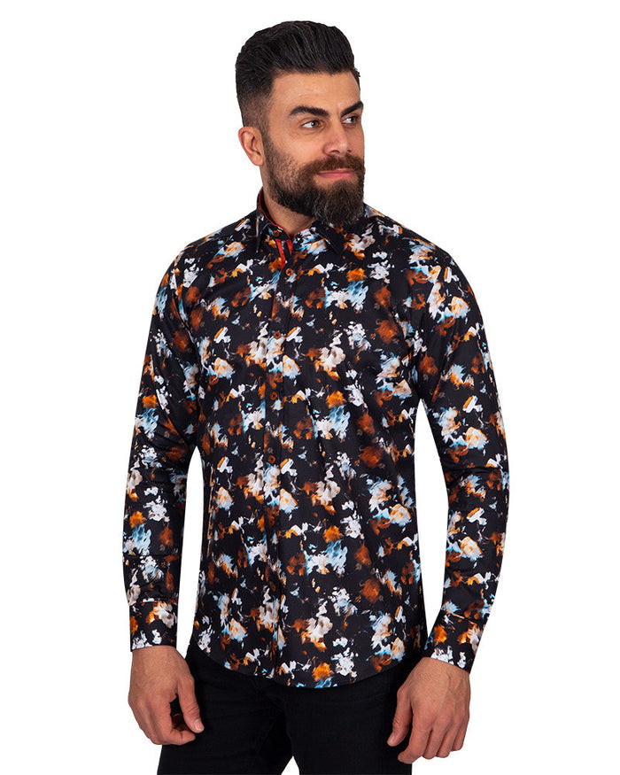 Rustic Pure Cotton Print Shirt-Makrom