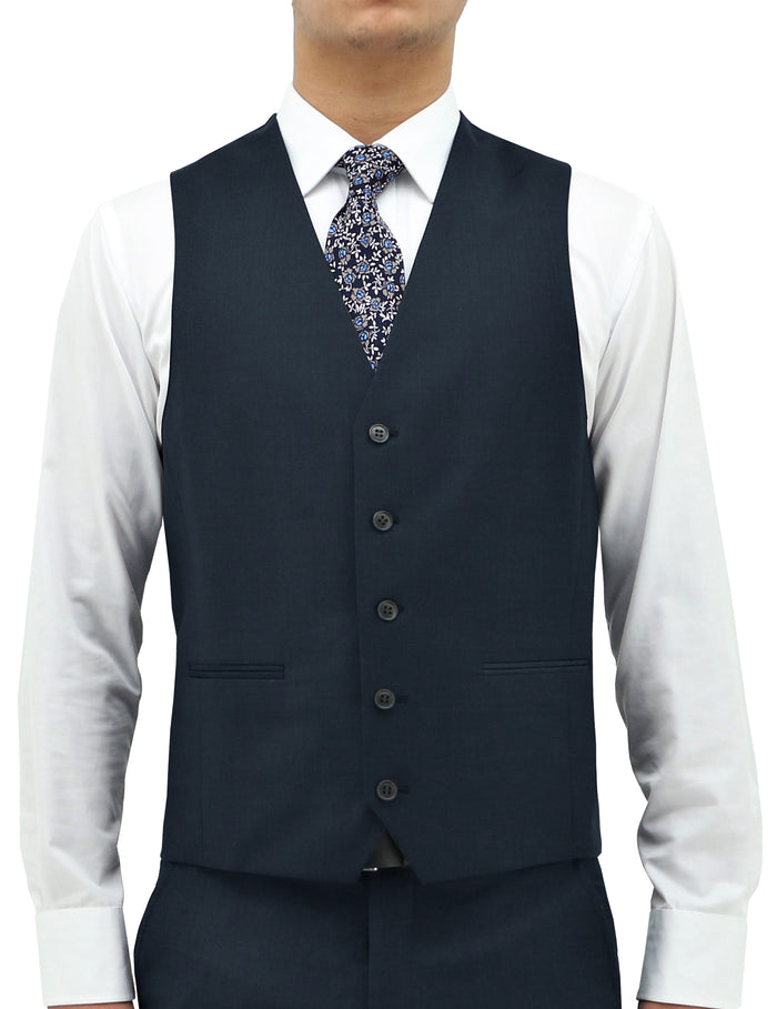 Ryan 106 French Navy Australian Merino Wool Waistcoat