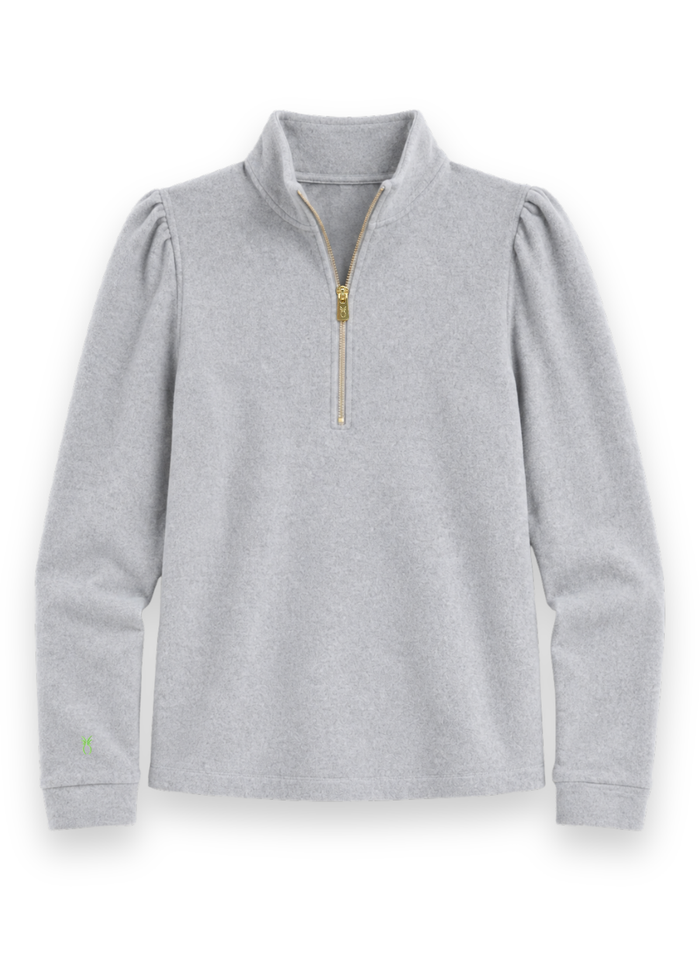 Sabrina Puff Sleeve Pullover in French Terry (Heather Grey)