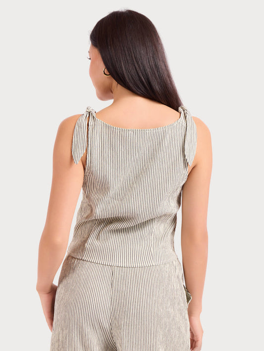 See Me Stripe Pleated Top