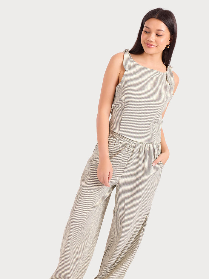 See Me Stripe Pleated Top