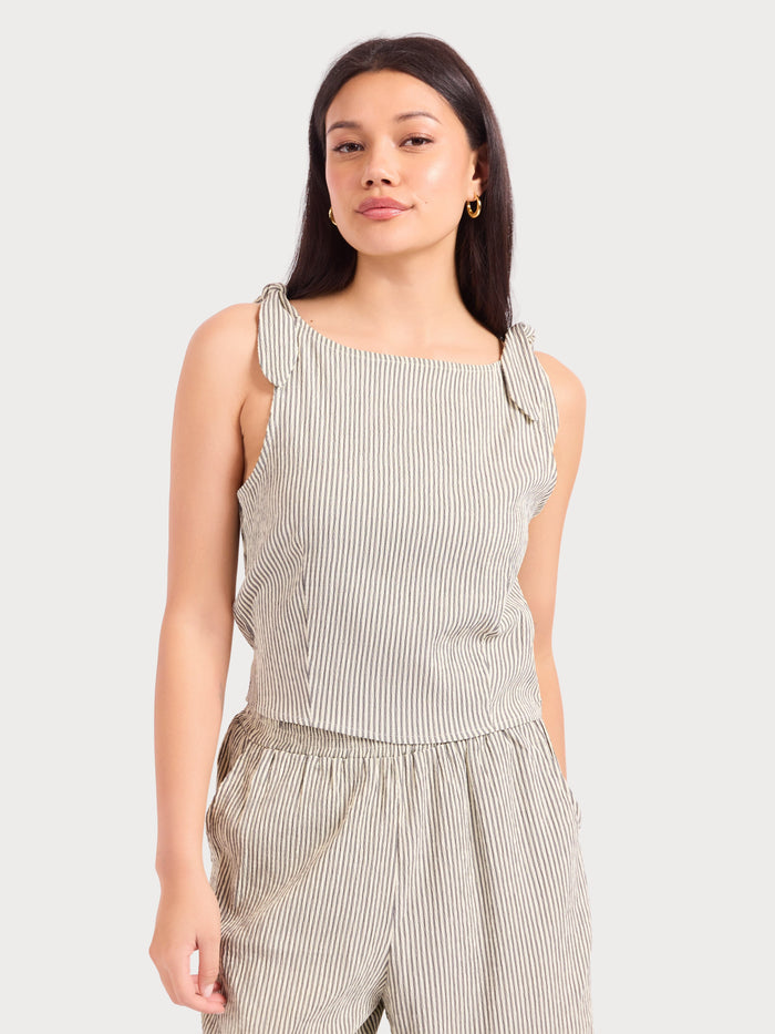 See Me Stripe Pleated Top