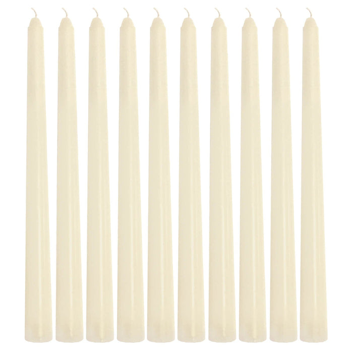 Set of 10 ivory colour taper candles