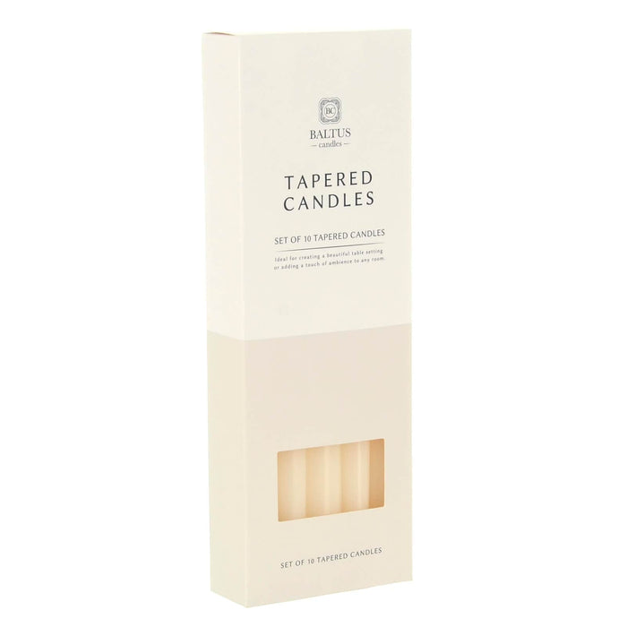 Pack of 10 tapered candles for dinner tables and candlesticks