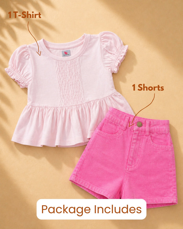 Pure Cotton Magenta Shorts with Cotton  Top  -Tweeny Mini
